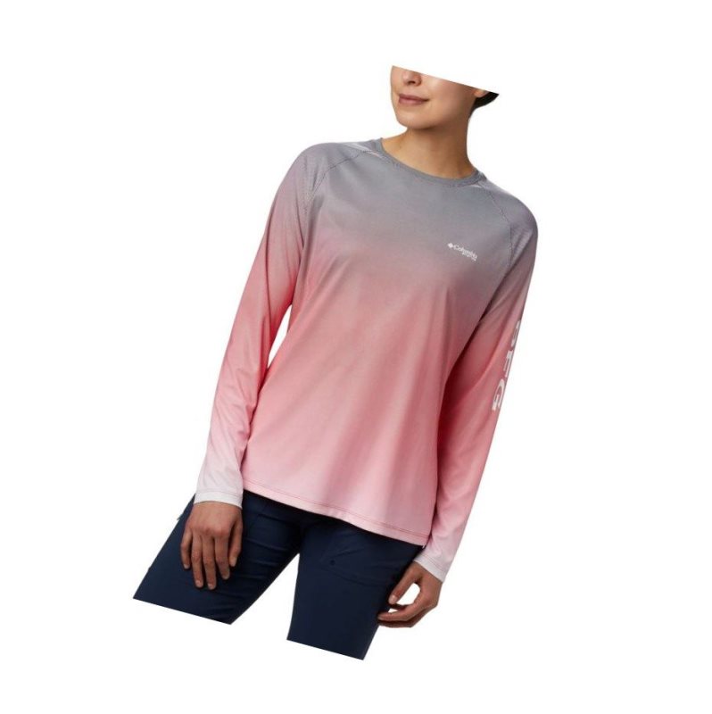 Columbia PFG Tidal Deflector Long Sleeve Sweatshirt Kadın Kırmızı | 74019-JEZK