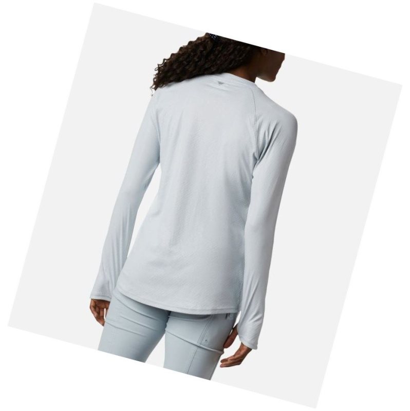 Columbia PFG Tidal Deflector Zero Mock Long Sleeve Sweatshirt Kadın Gri | 24519-WAHP