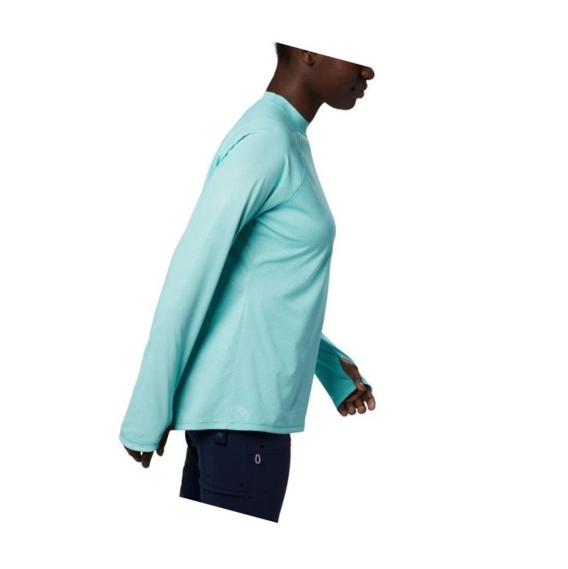 Columbia PFG Tidal Deflector Zero Mock Long Sleeve Sweatshirt Kadın Mavi | 03762-CYZX
