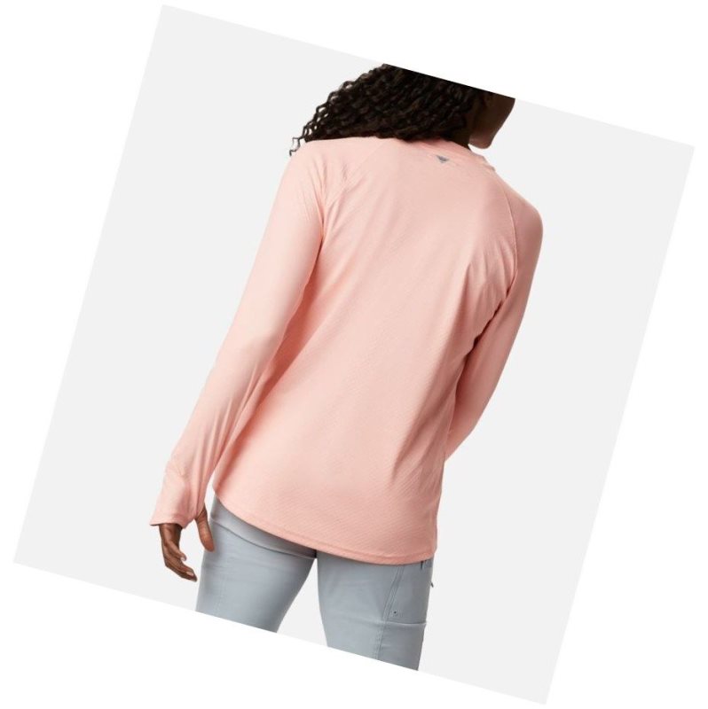 Columbia PFG Tidal Deflector Zero Mock Long Sleeve Sweatshirt Kadın Pembe | 02567-BGHS