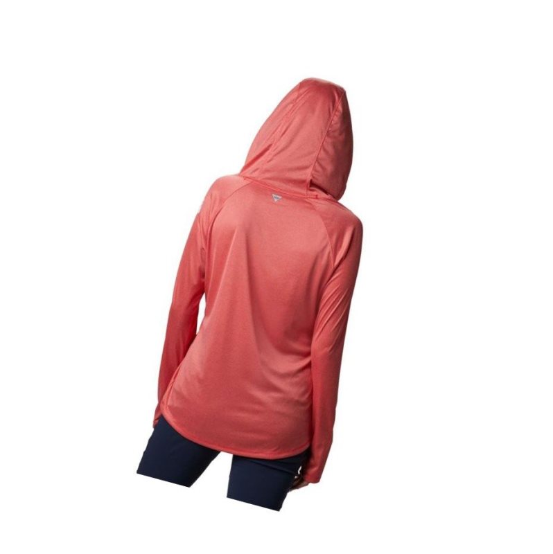 Columbia PFG Tidal Heather Kapşonlu Kadın Kırmızı Beyaz | 72160-EQCR