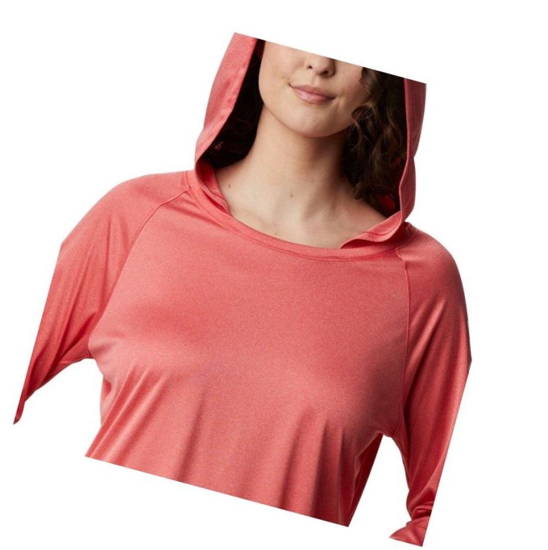 Columbia PFG Tidal Heather Kapşonlu Kadın Kırmızı Beyaz | 72160-EQCR