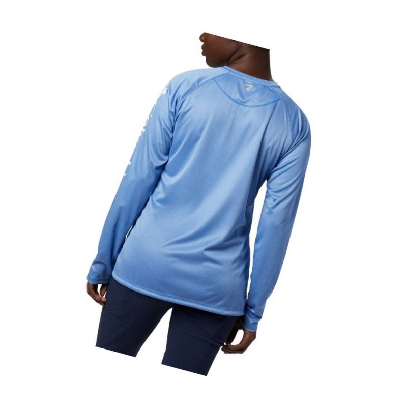 Columbia PFG Tidal Heather Long Sleeve Sweatshirt Kadın Mavi Beyaz | 14307-PMGC