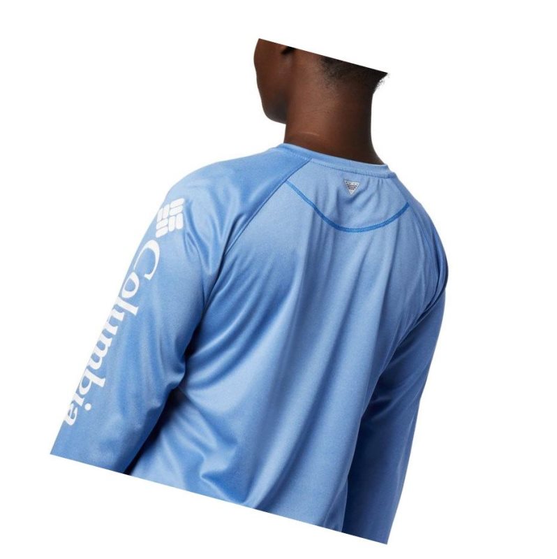 Columbia PFG Tidal Heather Long Sleeve Sweatshirt Kadın Mavi Beyaz | 14307-PMGC