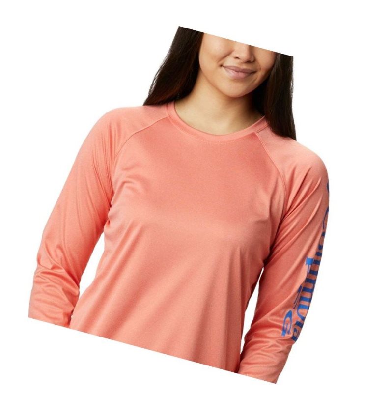 Columbia PFG Tidal Heather Long Sleeve Sweatshirt Kadın Mavi | 89160-KTHE
