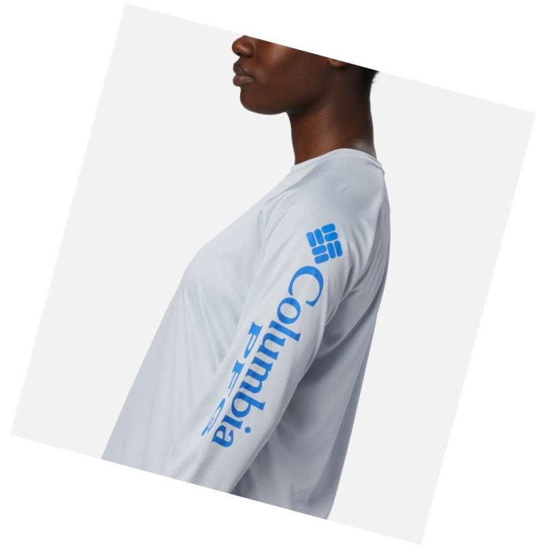Columbia PFG Tidal Heather Long Sleeve Sweatshirt Kadın Gri Mavi | 85920-ILDQ