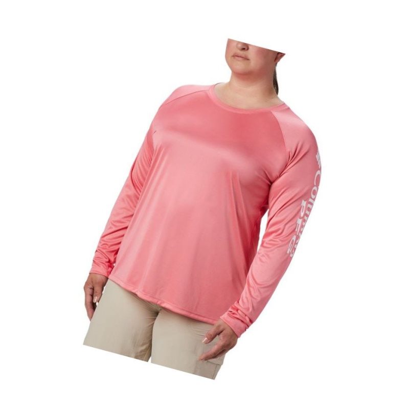 Columbia PFG Tidal II Long Sleeve Plus Size Sweatshirt Kadın Beyaz | 83146-PDXM