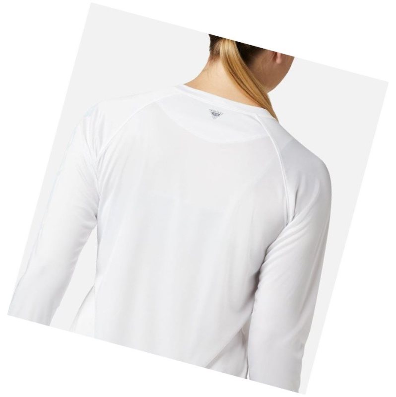 Columbia PFG Tidal II Long Sleeve Sweatshirt Kadın Beyaz Gri | 80417-IAOE