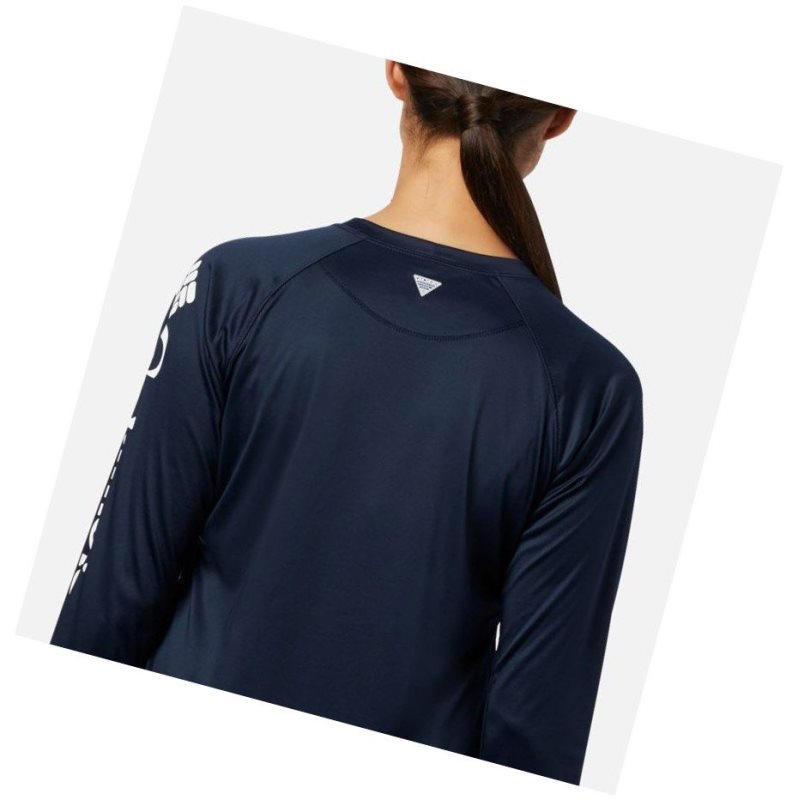 Columbia PFG Tidal II Long Sleeve Sweatshirt Kadın Lacivert Beyaz | 80247-PNJV