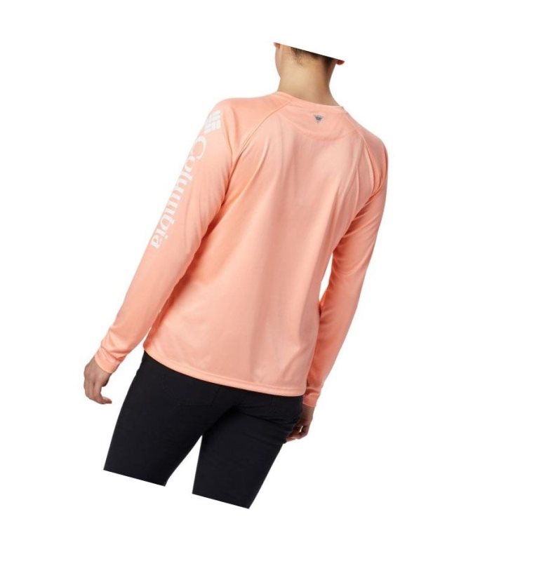 Columbia PFG Tidal II Long Sleeve Sweatshirt Kadın Pembe Beyaz | 85467-DJUX