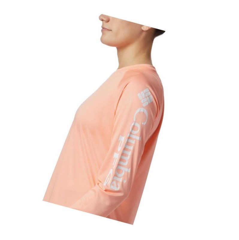 Columbia PFG Tidal II Long Sleeve Sweatshirt Kadın Pembe Beyaz | 85467-DJUX