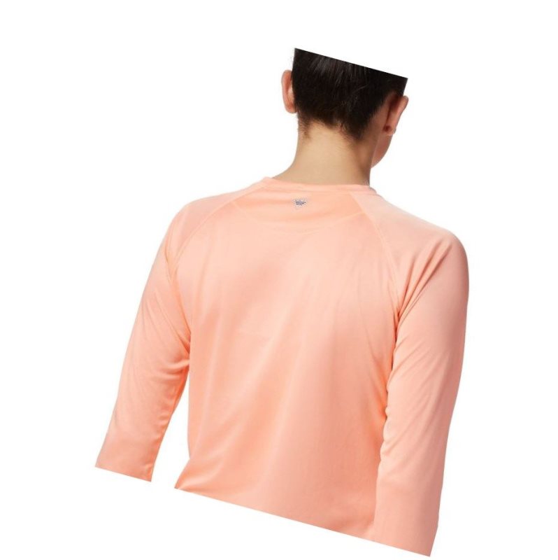 Columbia PFG Tidal II Long Sleeve Sweatshirt Kadın Pembe Beyaz | 85467-DJUX