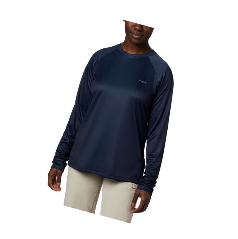 Columbia PFG Tidal Long Sleeve Sweatshirt Kadın Lacivert Beyaz | 95647-VWJZ