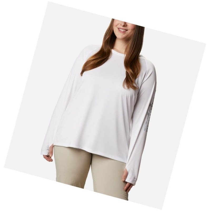 Columbia PFG Tidal Plus Size Kapşonlu Kadın Beyaz Gri | 28506-JATM
