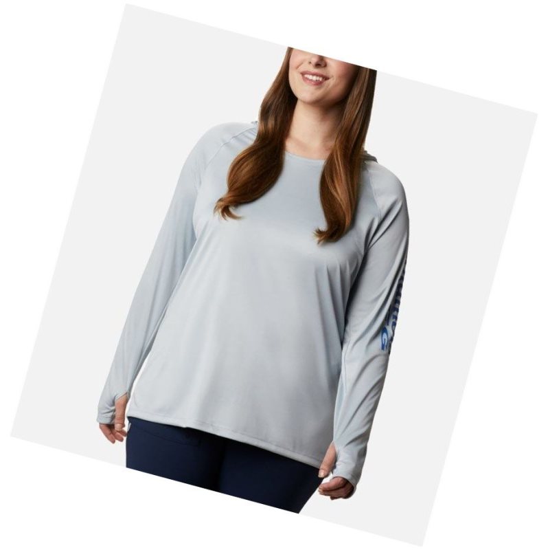 Columbia PFG Tidal Plus Size Kapşonlu Kadın Gri Mavi | 09371-KCUE