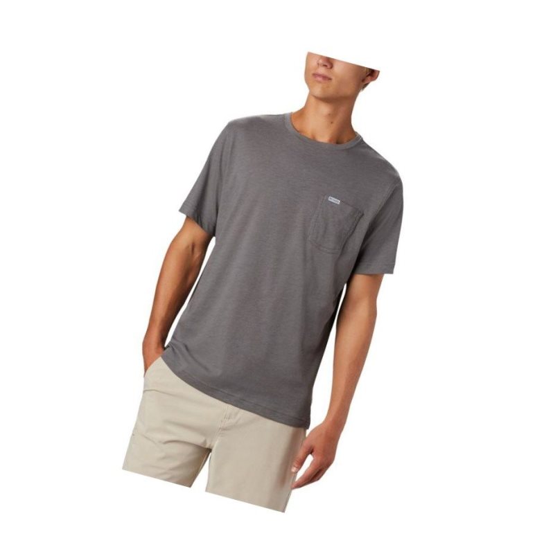 Columbia PFG Triangle Print Pocket Tişört Erkek Gri | 36914-YBHD