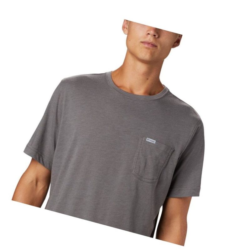 Columbia PFG Triangle Print Pocket Tişört Erkek Gri | 36914-YBHD