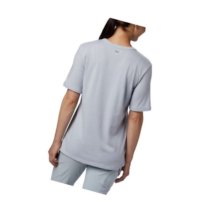 Columbia PFG Triangle Tişört Kadın Gri Mavi | 34152-XRKL