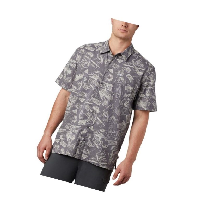 Columbia PFG Trollers Best Short Sleeve Big Gömlek Erkek Gri Açık Mavi | 97310-RDKF