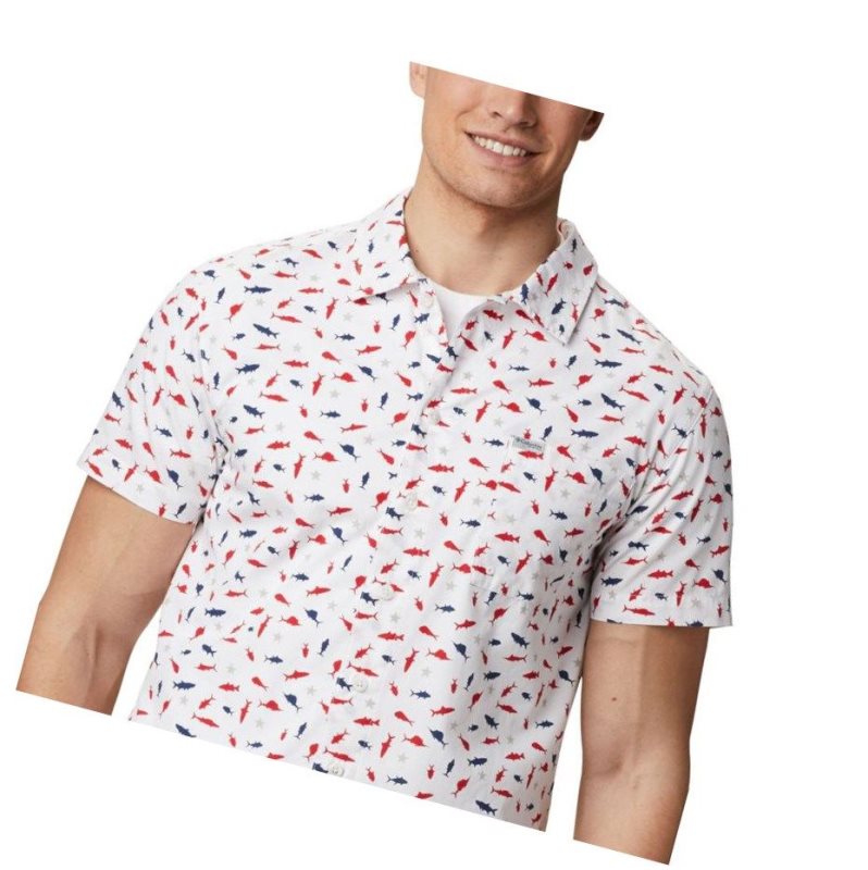 Columbia PFG Trollers Best Short Sleeve Gömlek Erkek Beyaz | 71498-DEVL