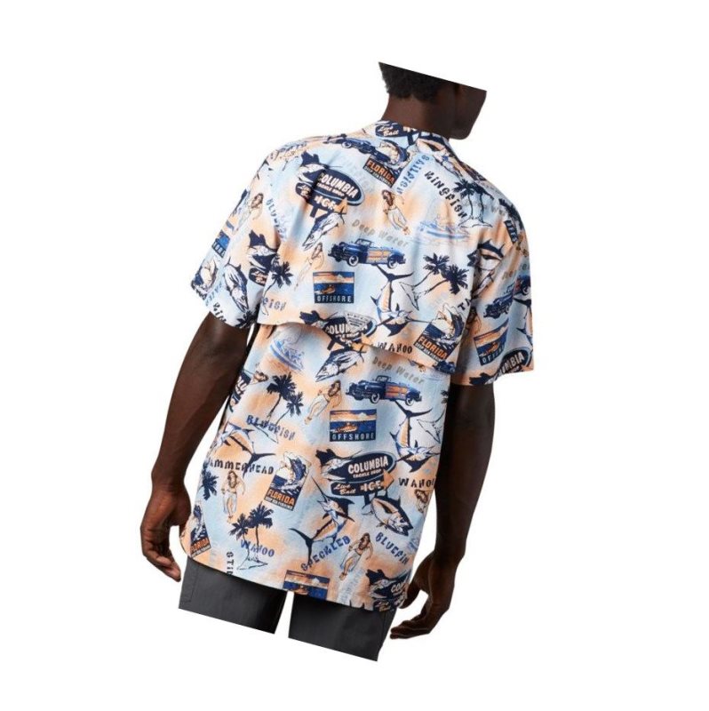Columbia PFG Trollers Best Short Sleeve Big Gömlek Erkek Mavi | 67540-RQHB