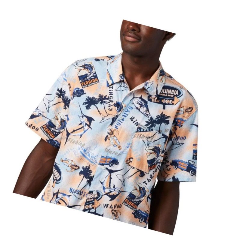 Columbia PFG Trollers Best Short Sleeve Big Gömlek Erkek Mavi | 67540-RQHB