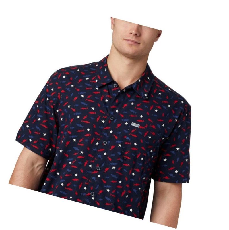 Columbia PFG Trollers Best Short Sleeve Gömlek Erkek Lacivert | 58694-GOYS
