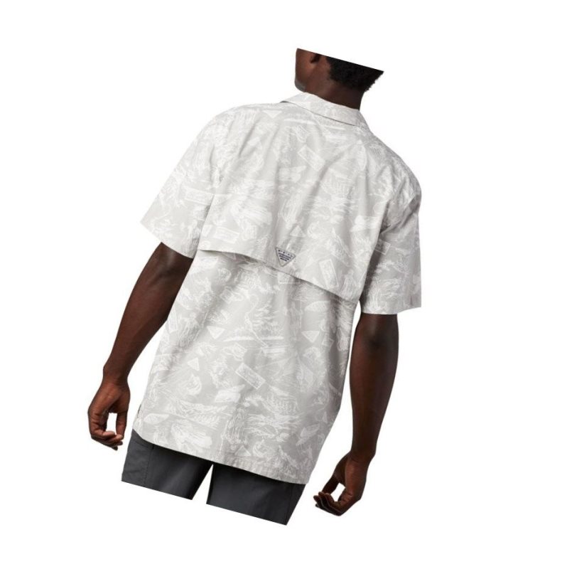 Columbia PFG Trollers Best Short Sleeve Big Gömlek Erkek Gri Açık Mavi | 41308-PEWO