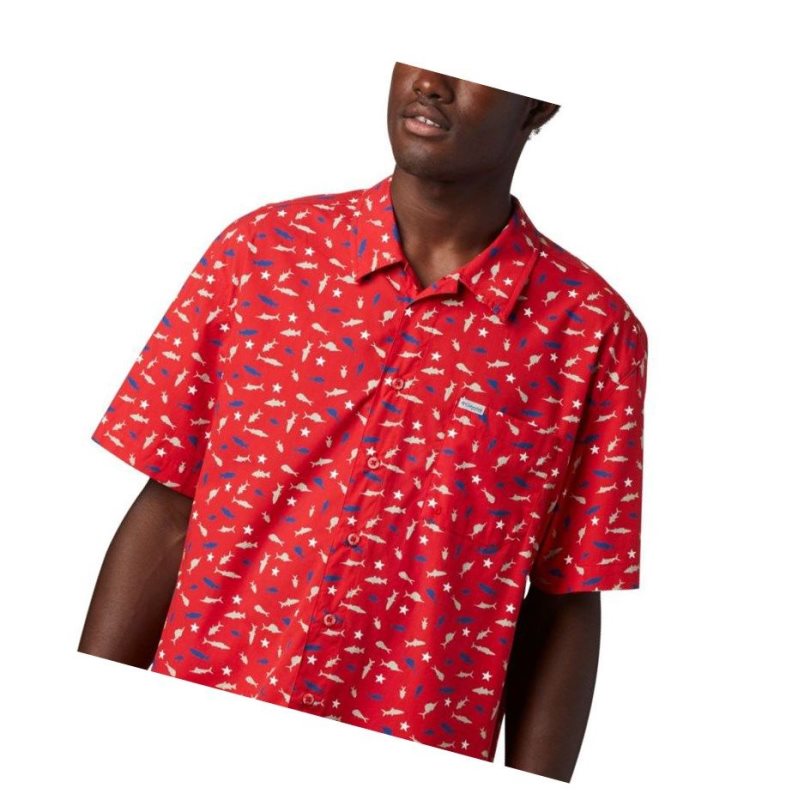 Columbia PFG Trollers Best Short Sleeve Gömlek Erkek Kırmızı | 24917-OEUC
