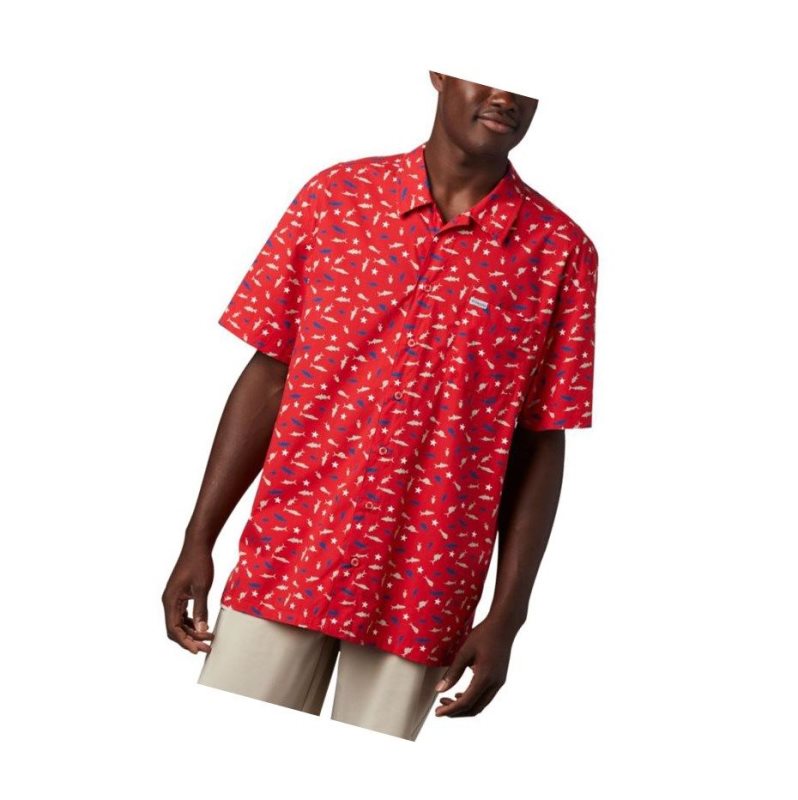 Columbia PFG Trollers Best Short Sleeve Gömlek Erkek Kırmızı | 24917-OEUC