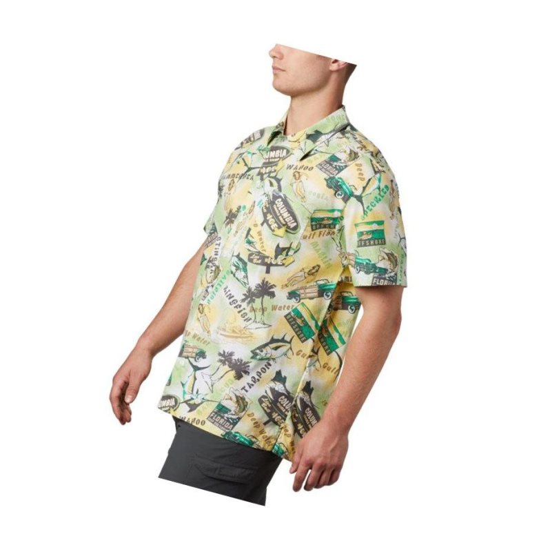 Columbia PFG Trollers Best Short Sleeve Gömlek Erkek Açık Yeşil | 19760-YMZC