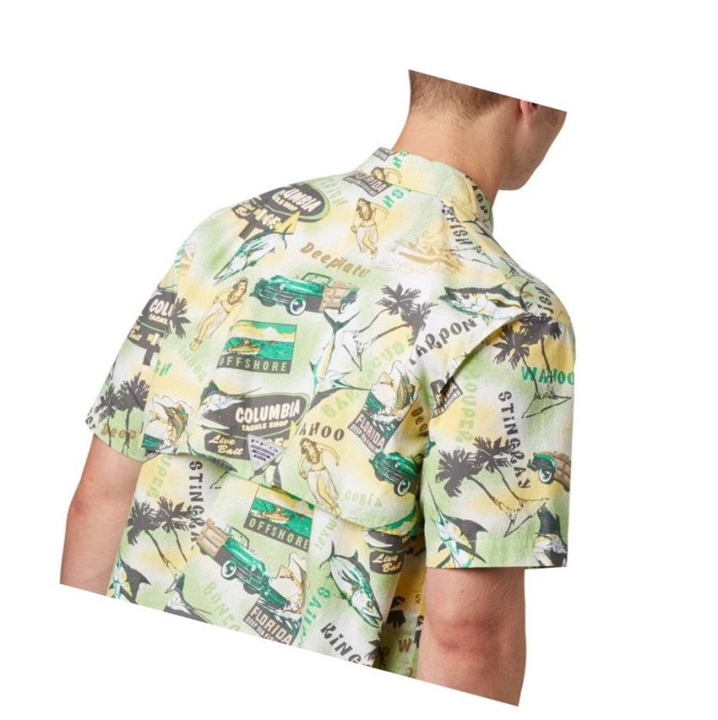 Columbia PFG Trollers Best Short Sleeve Gömlek Erkek Açık Yeşil | 19760-YMZC