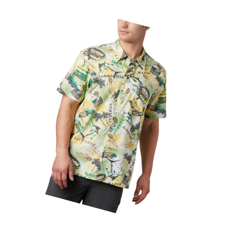 Columbia PFG Trollers Best Short Sleeve Gömlek Erkek Açık Yeşil | 19760-YMZC