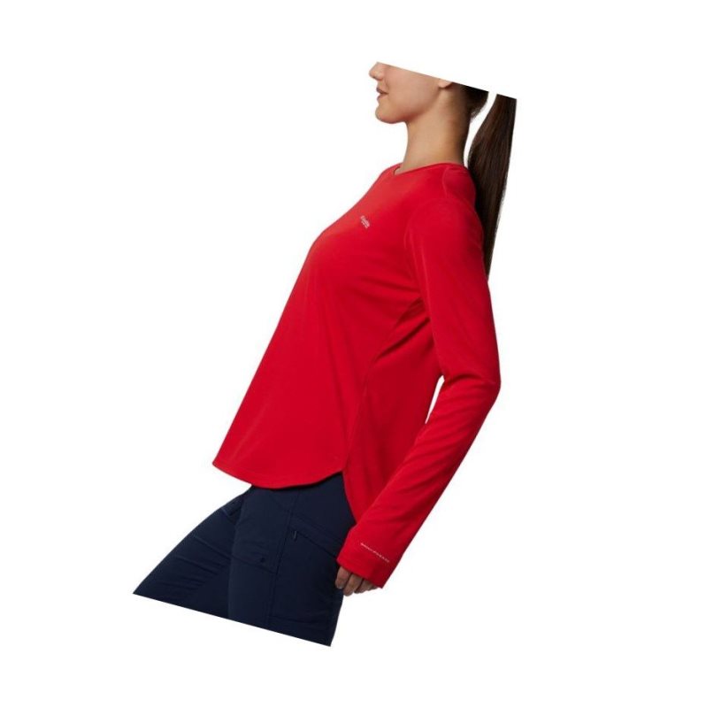 Columbia PFG Zero Long Sleeve Sweatshirt Kadın Kırmızı | 83952-OAKV