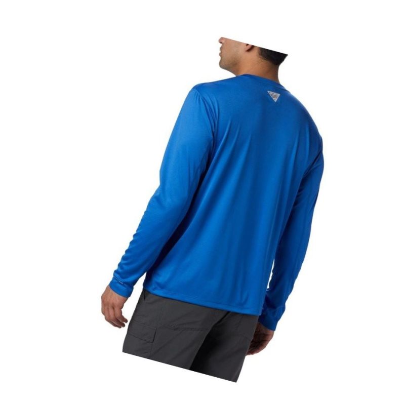 Columbia PFG Zero Rules Long Sleeve Sweatshirt Erkek Mavi | 61398-TBCK