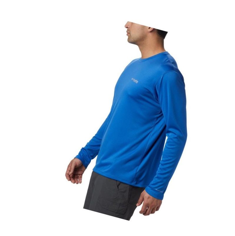 Columbia PFG Zero Rules Long Sleeve Sweatshirt Erkek Mavi | 61398-TBCK