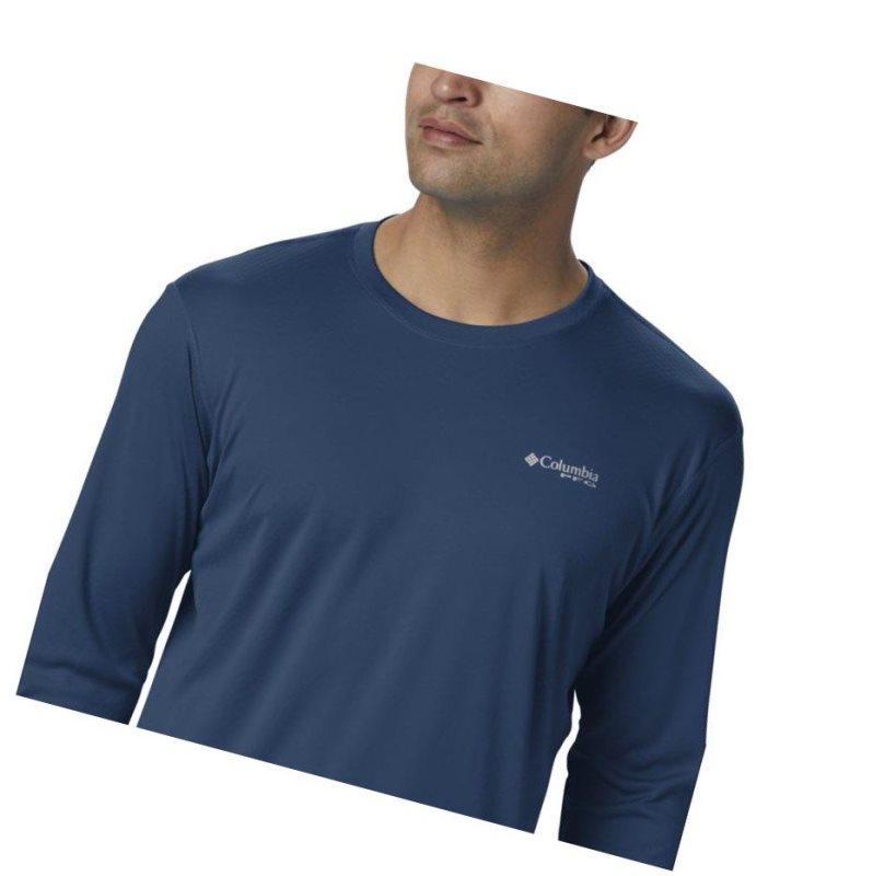 Columbia PFG Zero Rules Long Sleeve Sweatshirt Erkek Koyu Gri | 59624-OIBM