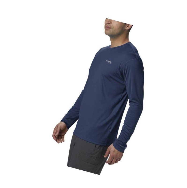 Columbia PFG Zero Rules Long Sleeve Sweatshirt Erkek Koyu Gri | 59624-OIBM
