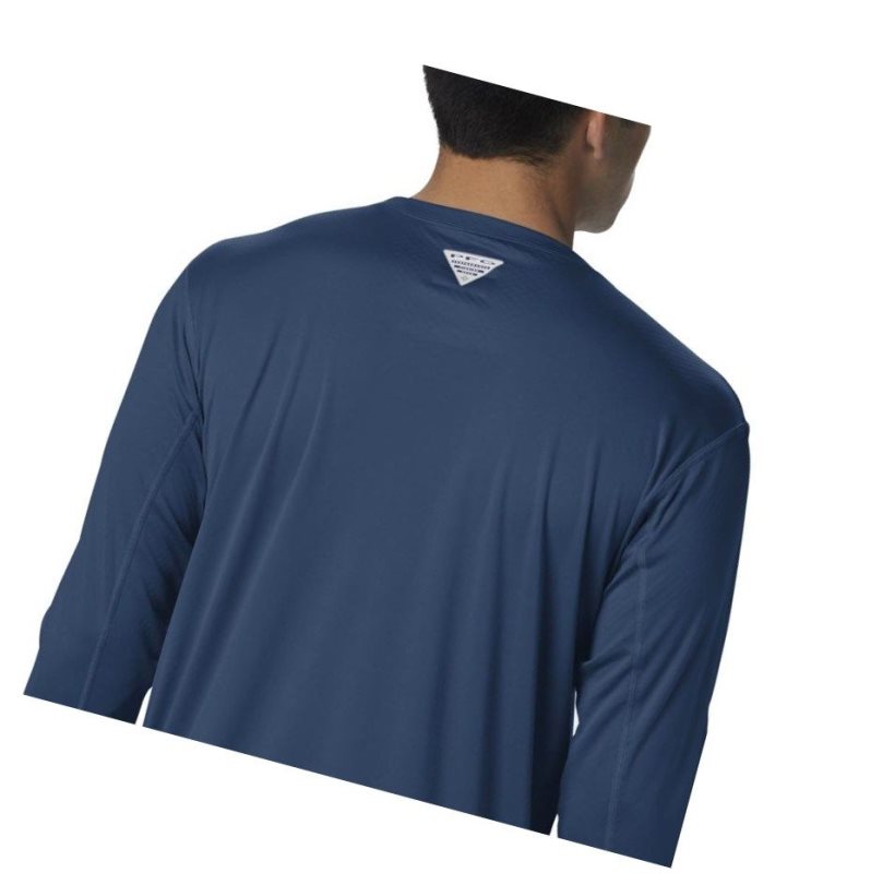 Columbia PFG Zero Rules Long Sleeve Sweatshirt Erkek Koyu Gri | 59624-OIBM