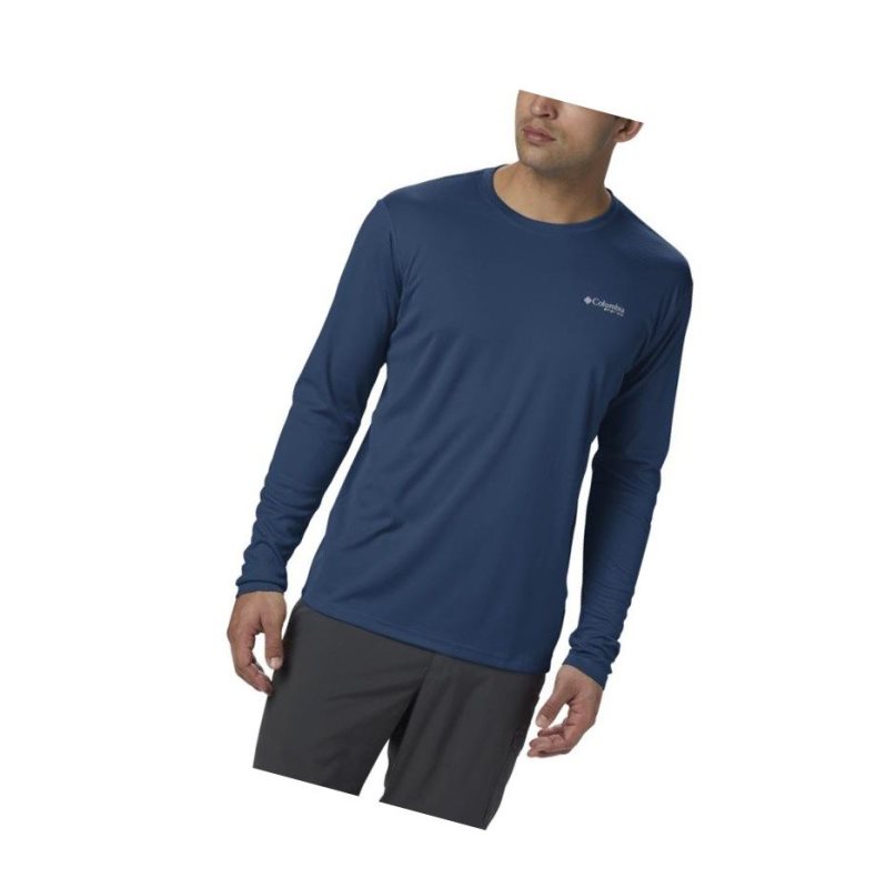 Columbia PFG Zero Rules Long Sleeve Sweatshirt Erkek Koyu Gri | 59624-OIBM