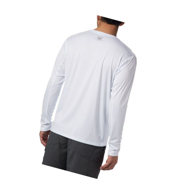 Columbia PFG Zero Rules Long Sleeve Sweatshirt Erkek Beyaz | 32964-MIQG