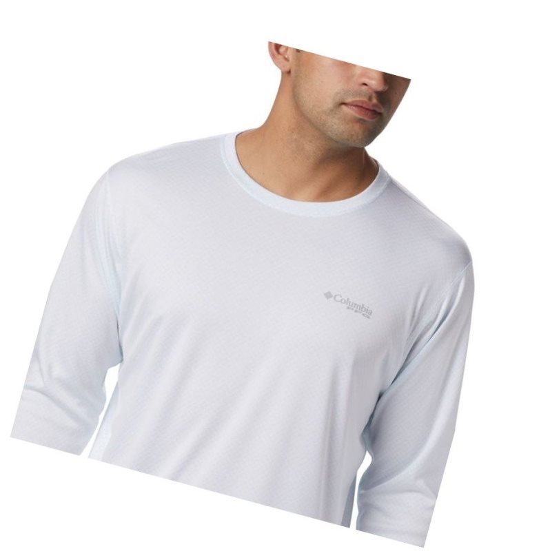 Columbia PFG Zero Rules Long Sleeve Sweatshirt Erkek Beyaz | 32964-MIQG