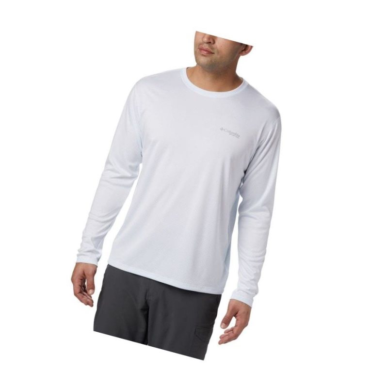 Columbia PFG Zero Rules Long Sleeve Sweatshirt Erkek Beyaz | 32964-MIQG