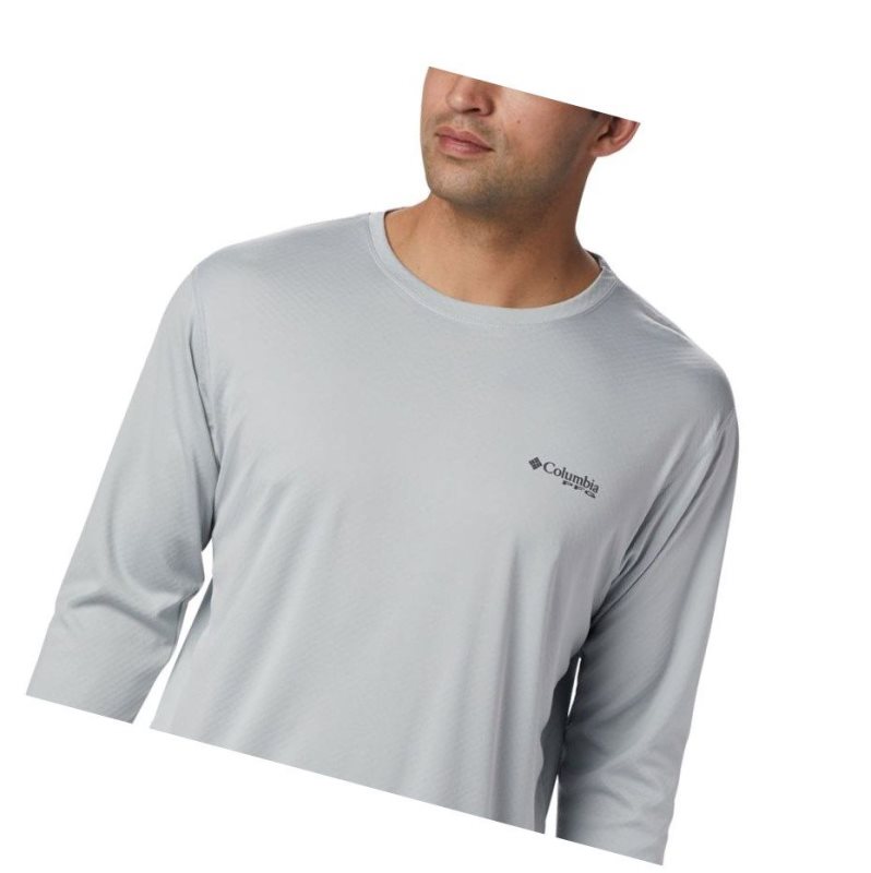 Columbia PFG Zero Rules Long Sleeve Sweatshirt Erkek Gri | 21956-TAEB