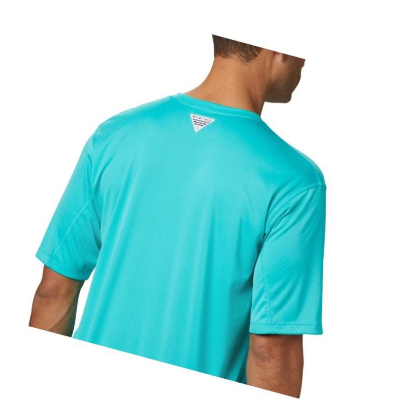 Columbia PFG Zero Rules Short Sleeve Tişört Erkek Açık Turkuaz | 75429-BEPX