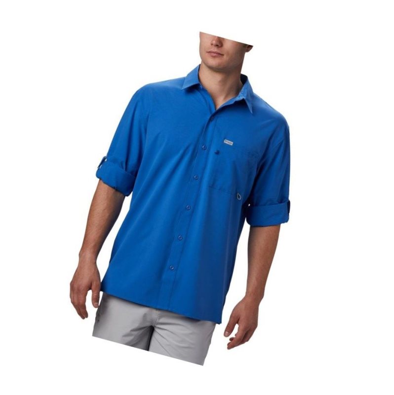 Columbia PFG Zero Rules Woven Long Sleeve Gömlek Erkek Mavi | 56812-GYAC