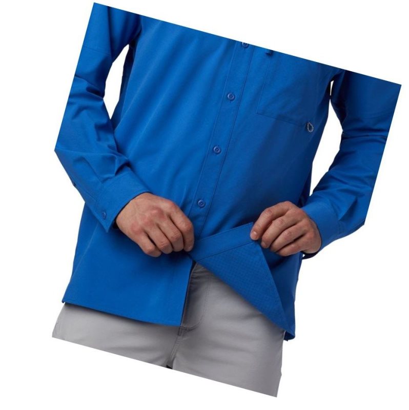 Columbia PFG Zero Rules Woven Long Sleeve Gömlek Erkek Mavi | 56812-GYAC