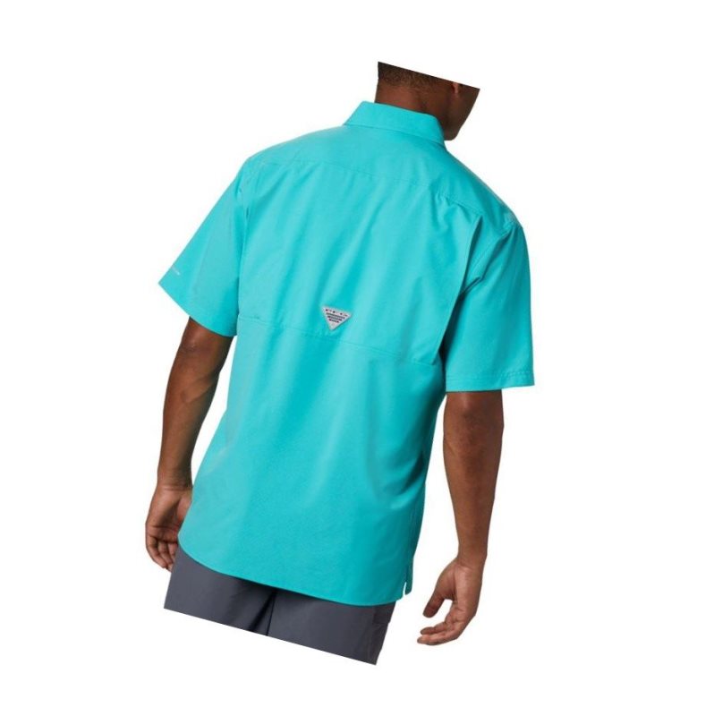 Columbia PFG Zero Rules Woven Short Sleeve Gömlek Erkek Açık Turkuaz | 32041-CXPB