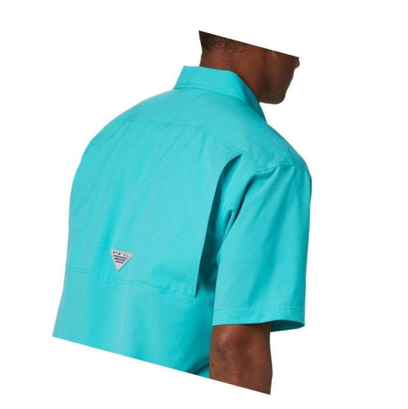 Columbia PFG Zero Rules Woven Short Sleeve Gömlek Erkek Açık Turkuaz | 32041-CXPB