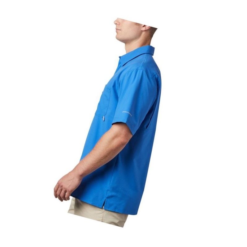 Columbia PFG Zero Rules Woven Short Sleeve Gömlek Erkek Mavi | 21956-WBAP